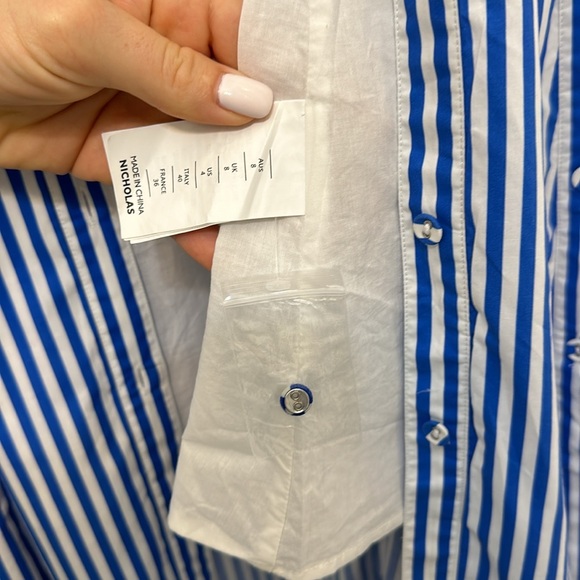 Nicholas striped cotton maxi summer dress blue US size 4 small - Picture 13 of 15